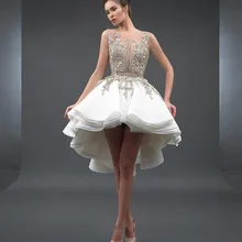 Высокие Низкие коктейльные платья трапециевидные Короткие мини-тюлевые аппликации кружево Элегантные платья для выпускного вечера