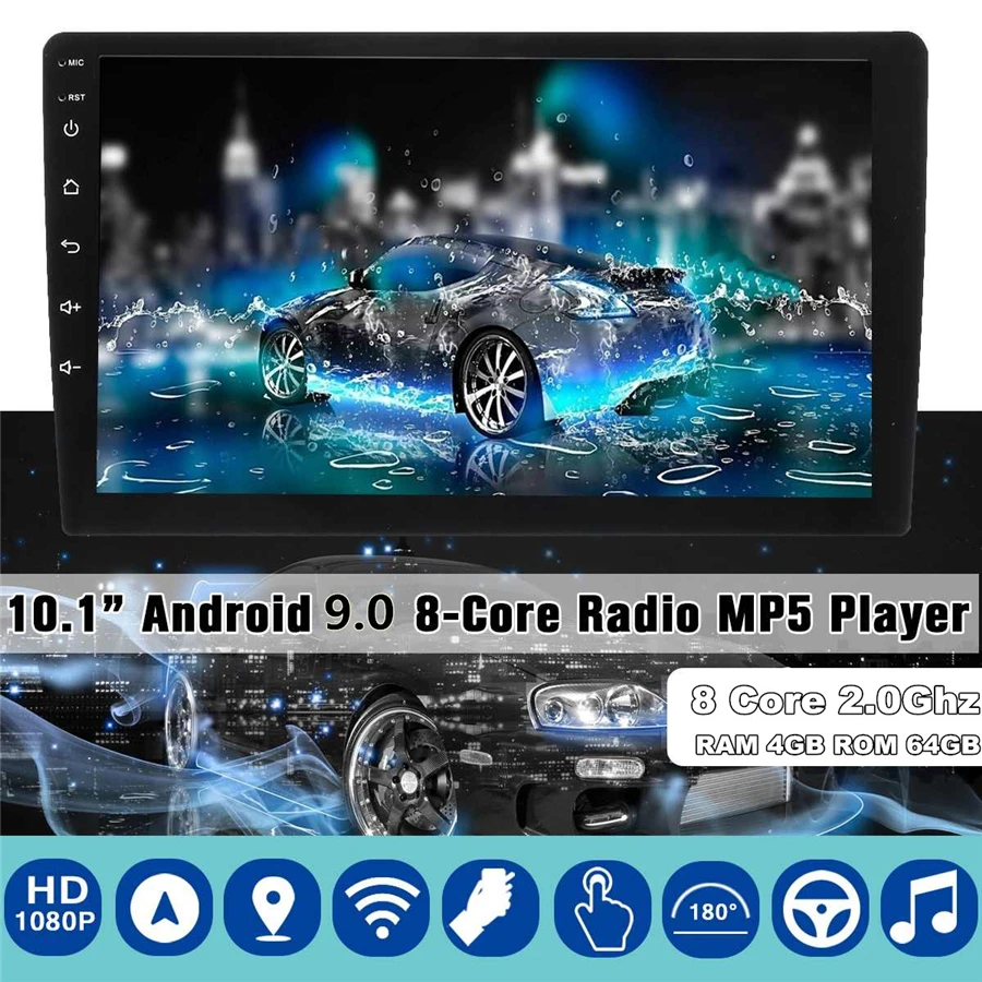 10," автомобиль gps радио 1Din Android 9,0 4K Экран 8-ядерный 64 Гб Встроенная память HDMI Wifi DAB RDS