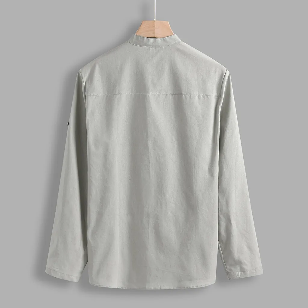 Рубашка мужская camisa masculina уличная свободная хлопковая смесь сплошного цвета с кнопками рубашки с длинными рукавами Топы мужские рубашки