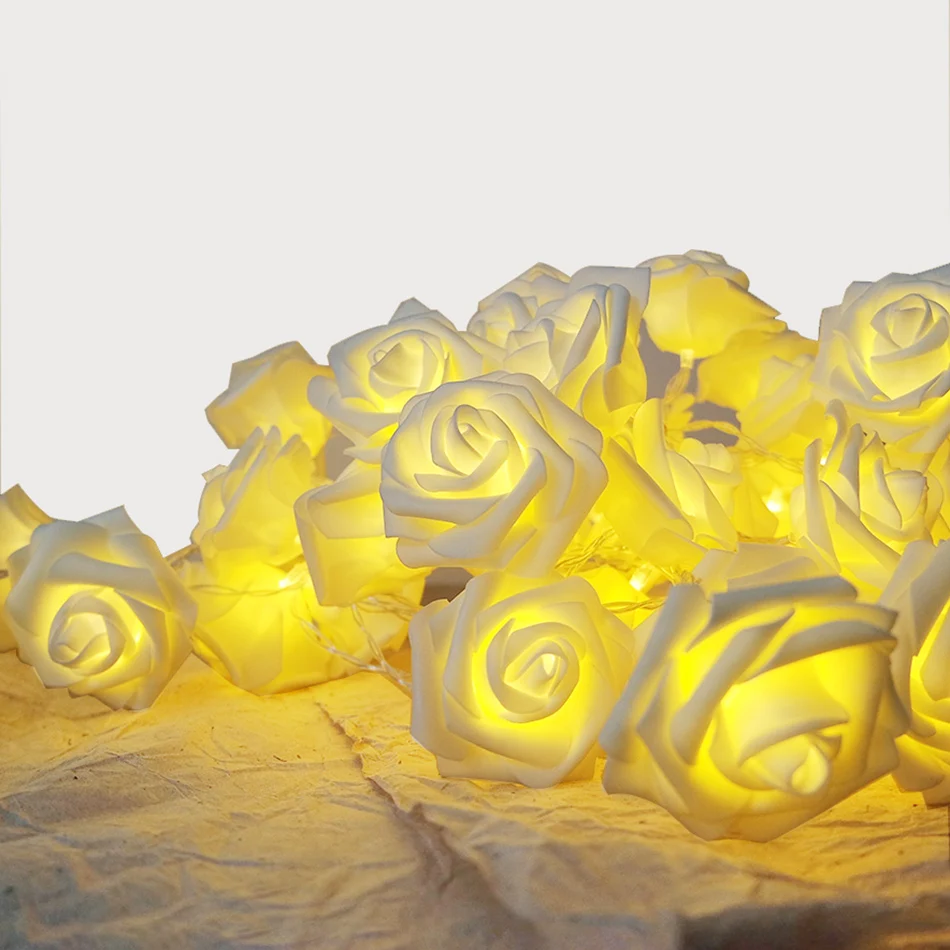 Classic White Rose Garland with Led Light for Wedding Event Party Decoration floral Decorative New Year Flower | Дом и сад