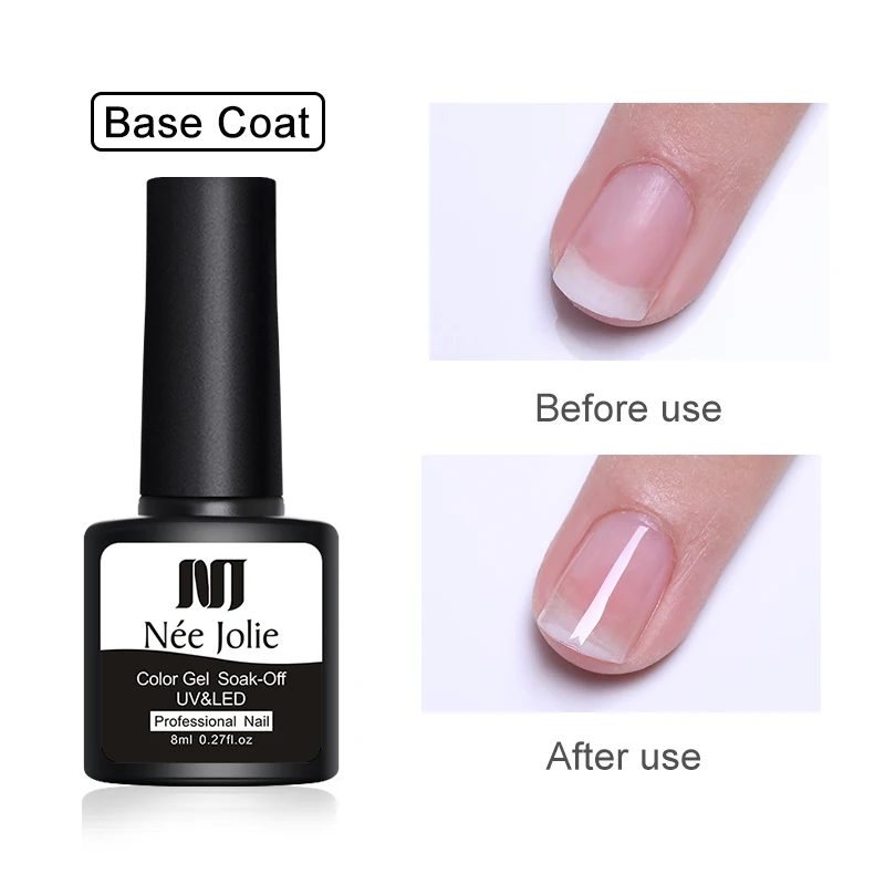 NEE JOLIE 8ml Protein Gel Soak Off Semi-transparent Nail Art UV LED Gel Polish Tempered Top Coat No Wipe Top Coat Color UV Gel