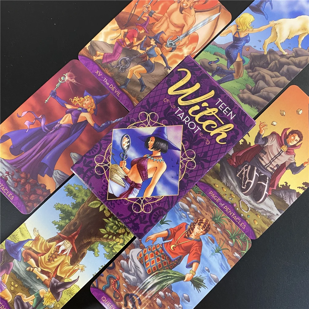 

Классические открытки для настольных игр Teen Witch Tarot, полные английские открытки для настольных игр с изображением оракула, гадания, настольные карты Таро с PDF