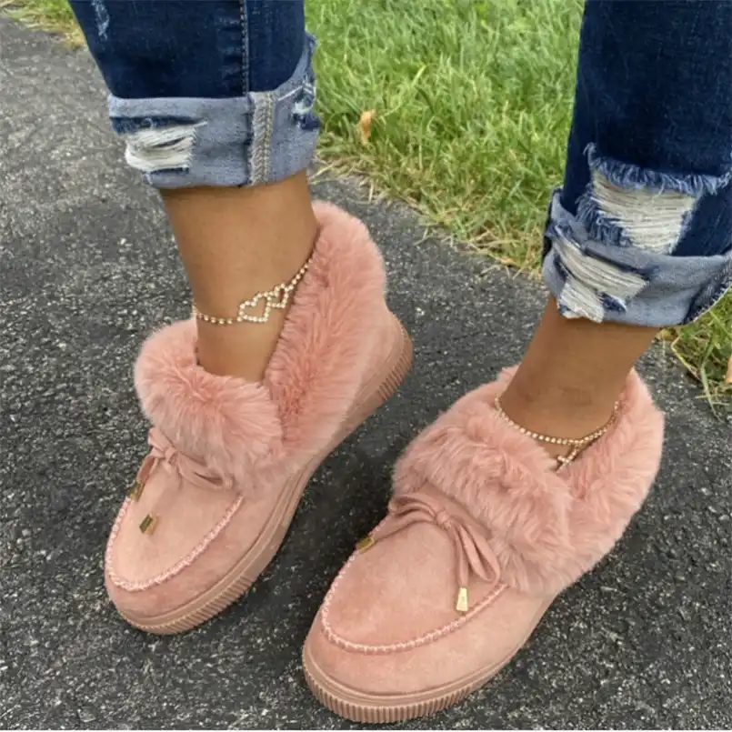 2020 Autumn Women's Casual Fur Shoes 