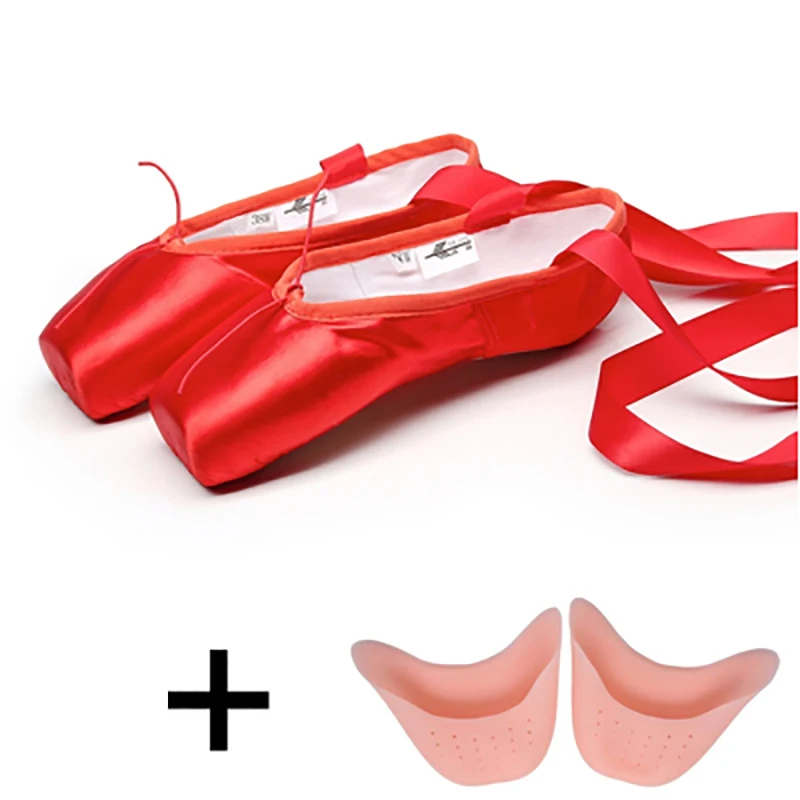 Pointe Toe Shoes Satin Ballet Soft Dance Shoes Spilt Outsole Ballet Slippers Black Red Nude silk Shoes