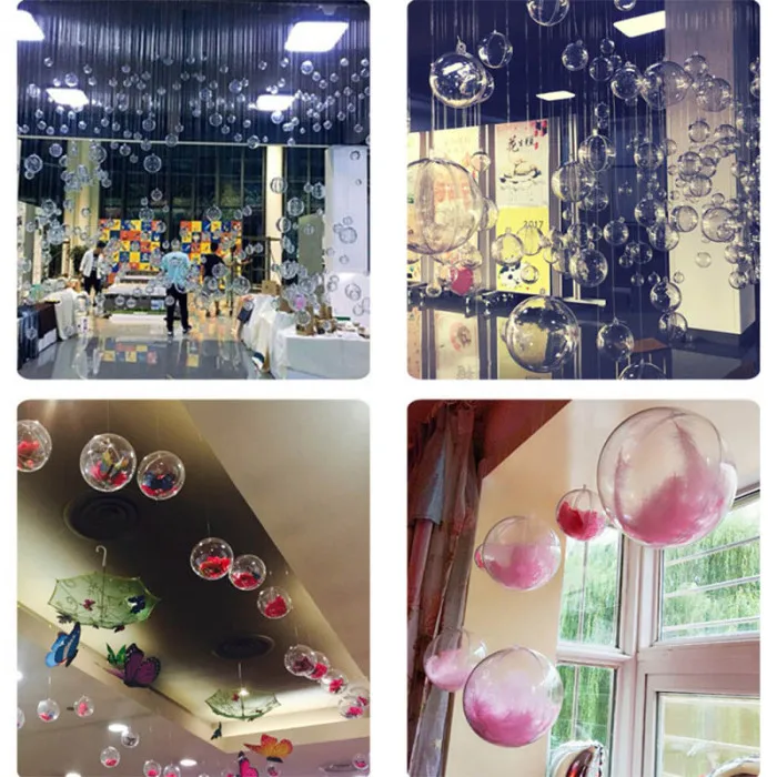 High 10pcs Transparent Balls Sphere Baubles DIY Ornament Hanging For Christmas Tree Party UEJ