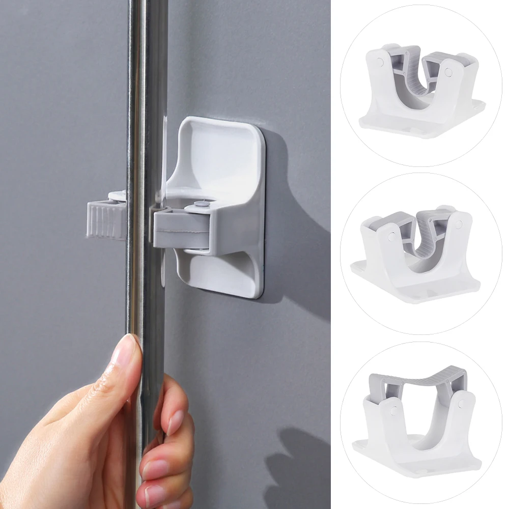 Gripper Mop Holders Wall Mount Mop Racks Holders Self Adhesive No Drilling Super Anti-Slip Broom Dustpan Hanger for Home