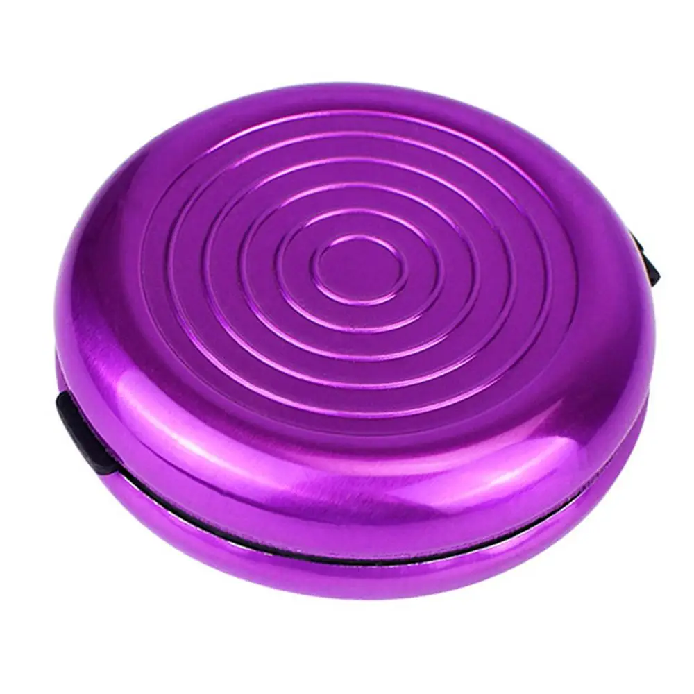 Purple Круглый Сплав Монета контейнер для таблеток держатель дисплей Маленькая коробочка для хранения сбора сувенир бумажник#2S16 - Цвет: Purple