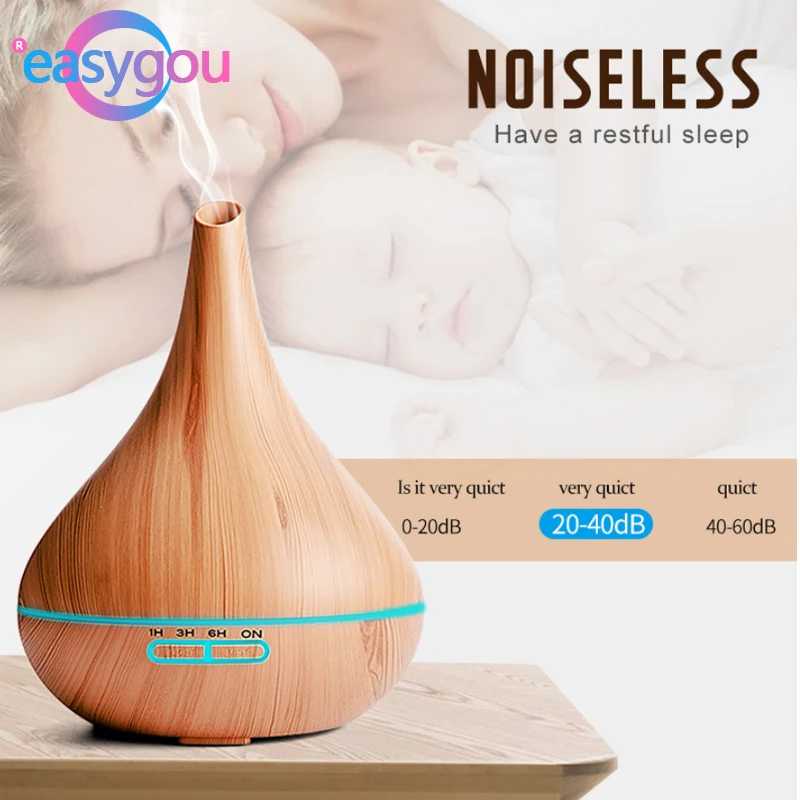 

Aromatherapy Air Humidifier Household Wood Grain Remote Humidifier 7-Color LED Light 450ml Humidifier Spray Diffuser home office