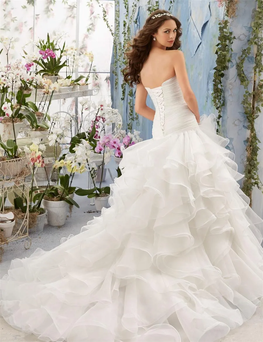 Vestido de noiva Плиссированные Свадебные платья с оборками Русалка vestidos de noivas принцесса Robe de Mariage