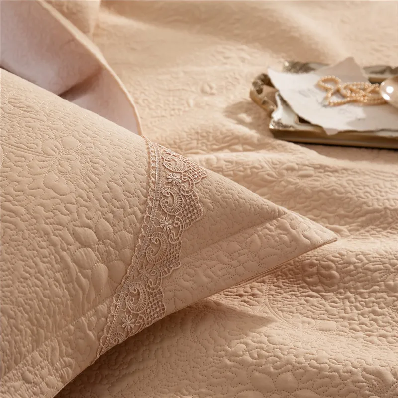 New 1pc 245x245cm and 245x265cm gray white cotton Bedspread and 2pcs pillowcase blanket Duvet Quilt bed cover