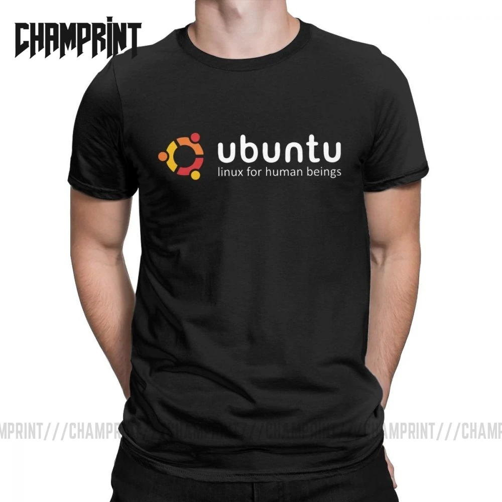Ubuntu Geek Humor футболки для мужчин натуральный хлопок Уникальные футболки круглый вырез Футболка короткий рукав топы подарок идея