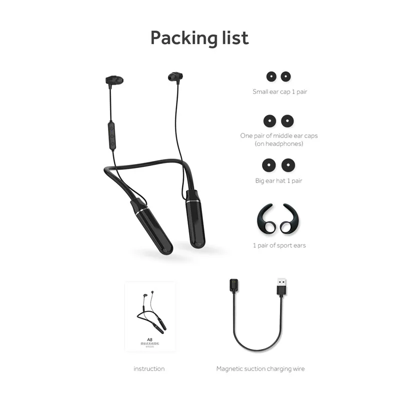 Lyenn A8 Bluetooth 5,0 наушники гарнитура спортивные водонепроницаемые шейные ушные крючки магнетитц всасывания Поддержка Siri для iPhone Android