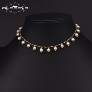 

GLSEEVO Natural Fresh Water Pearl Classic Choker Necklace For Women Wedding Handmade Minimalism Necklace Feminina Jewelry GN0226
