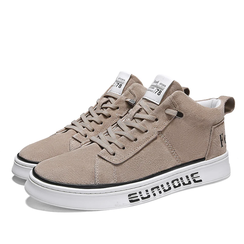 Men's middle shoes sneakers casual shoes comfortable breathable shoes wear non-slip shoes - Цвет: Sand color