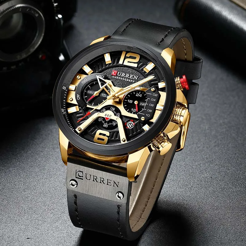 Gold Black w box Мужские часы falecom f VIP LINK - Цвет: Gold Black w box