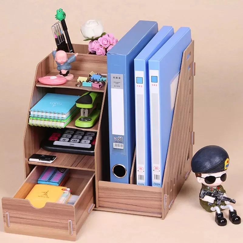 Настольный офисный ящик для хранения, деревянный ящик А4, бумажный стеллаж, органайзер для дома, контейнер для мобильного телефона, мелочи - Цвет: 06