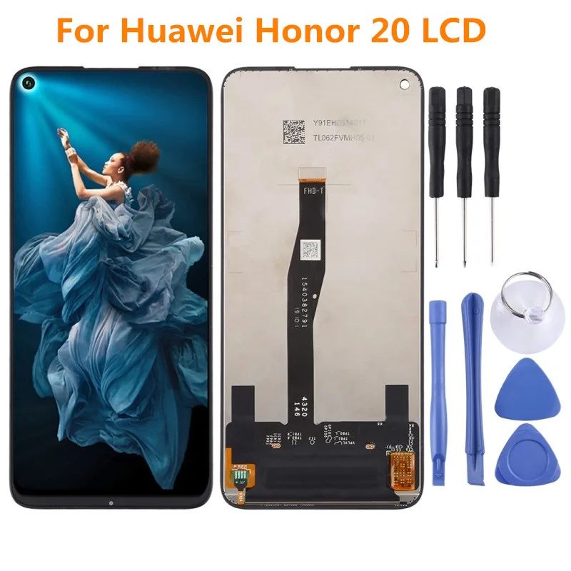 

100% ORIGINAL 6.26" For Huawei Honor 20 LCD Touch Screen Digitizer Assembly + Frame for Huawei Honor 20 YAL-L21 Display Replace