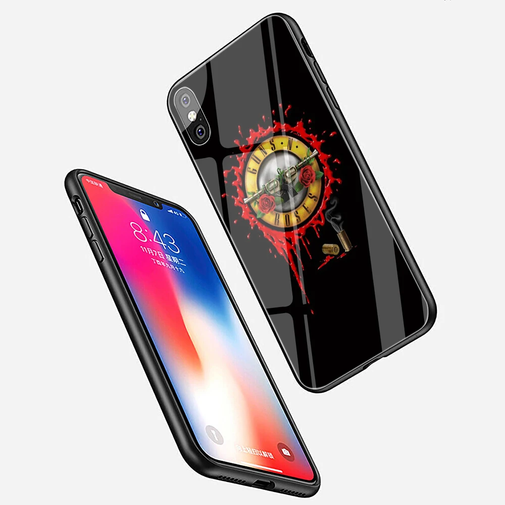 EWAU guns n Roses чехол из закаленного стекла для телефона для iphone 5 5s SE 6 6s 7 8 Plus X XR XS 11 pro Max