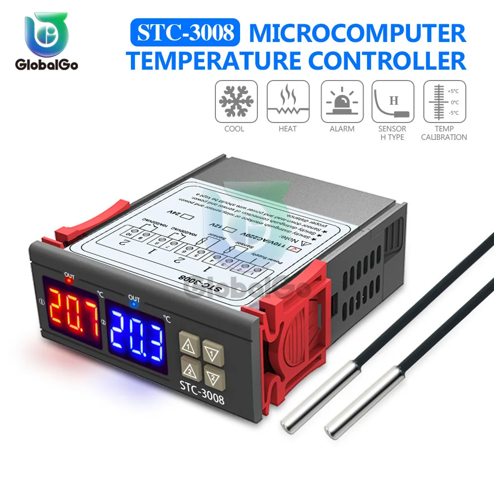 

Digital Thermometer Thermoregulator Temperature Controller NTC Sensor AC 110-220V STC-1000 3000 3008 3018 DST1020 MH1210W Smart Thermostat Incubator For Industrial Agriculture