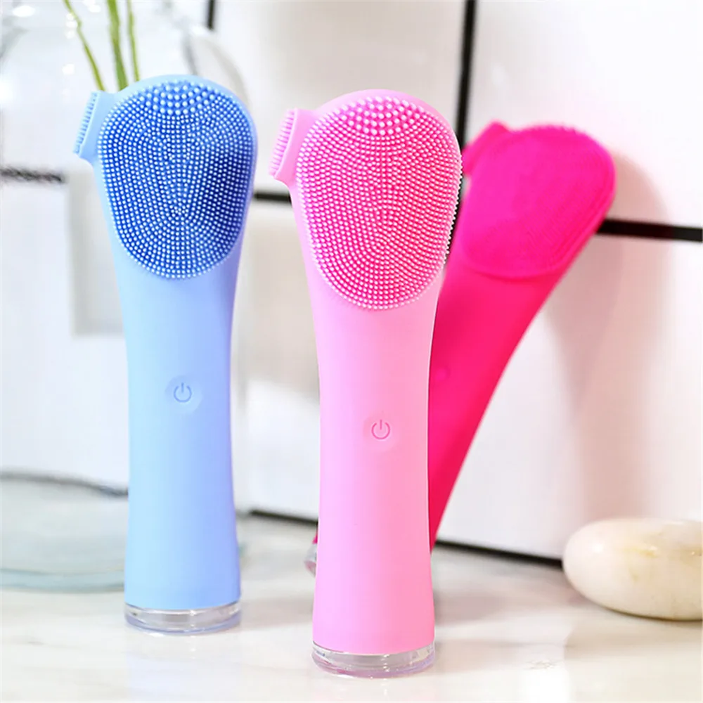 

Mini Electric Facial Cleansing Brush Waterproof Silicone Sonic Face Brush Handheld Cleaning Device Rechargeable Pore Cleaner