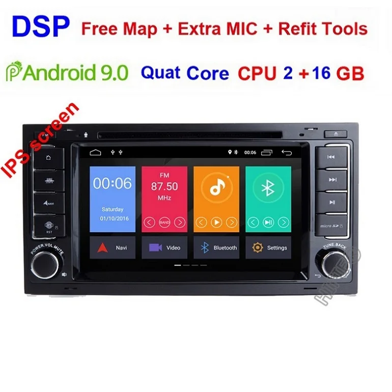 Ips DSP Android 9,0 4G Автомобильный gps для VW Volkswagen Touareg T5 транспортер мультивен dvd-плеер радио мультимедиа навигация ПК - Цвет: Quad Core 2G 16G