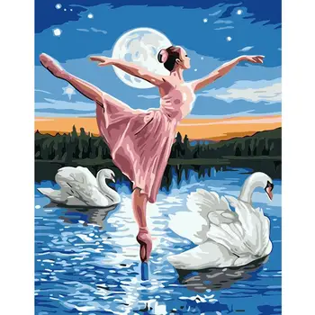 

Pictures By Numbers Swan Animal DIY Oil Painting By Numbers Kits Drawing Canvas HandPainted Home Decor Gift
