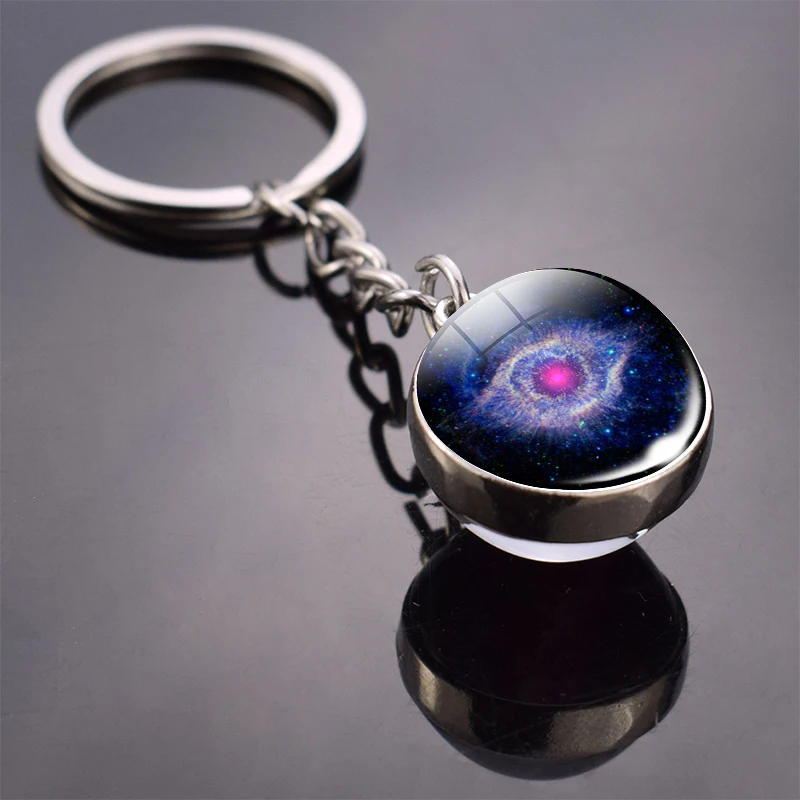 Брелок Nebula в виде кошачьего глаза двухсторонний стеклянный с подвеской