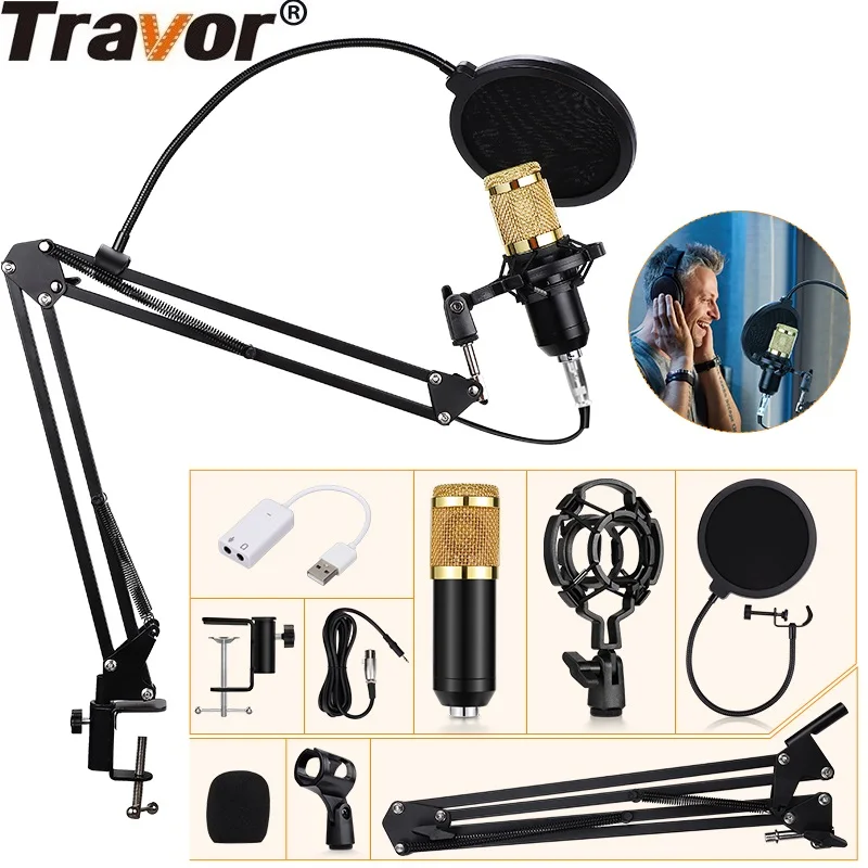 Travor BM800 конденсаторный аудио 3 5 мм проводной микрофон профессиональный студийный