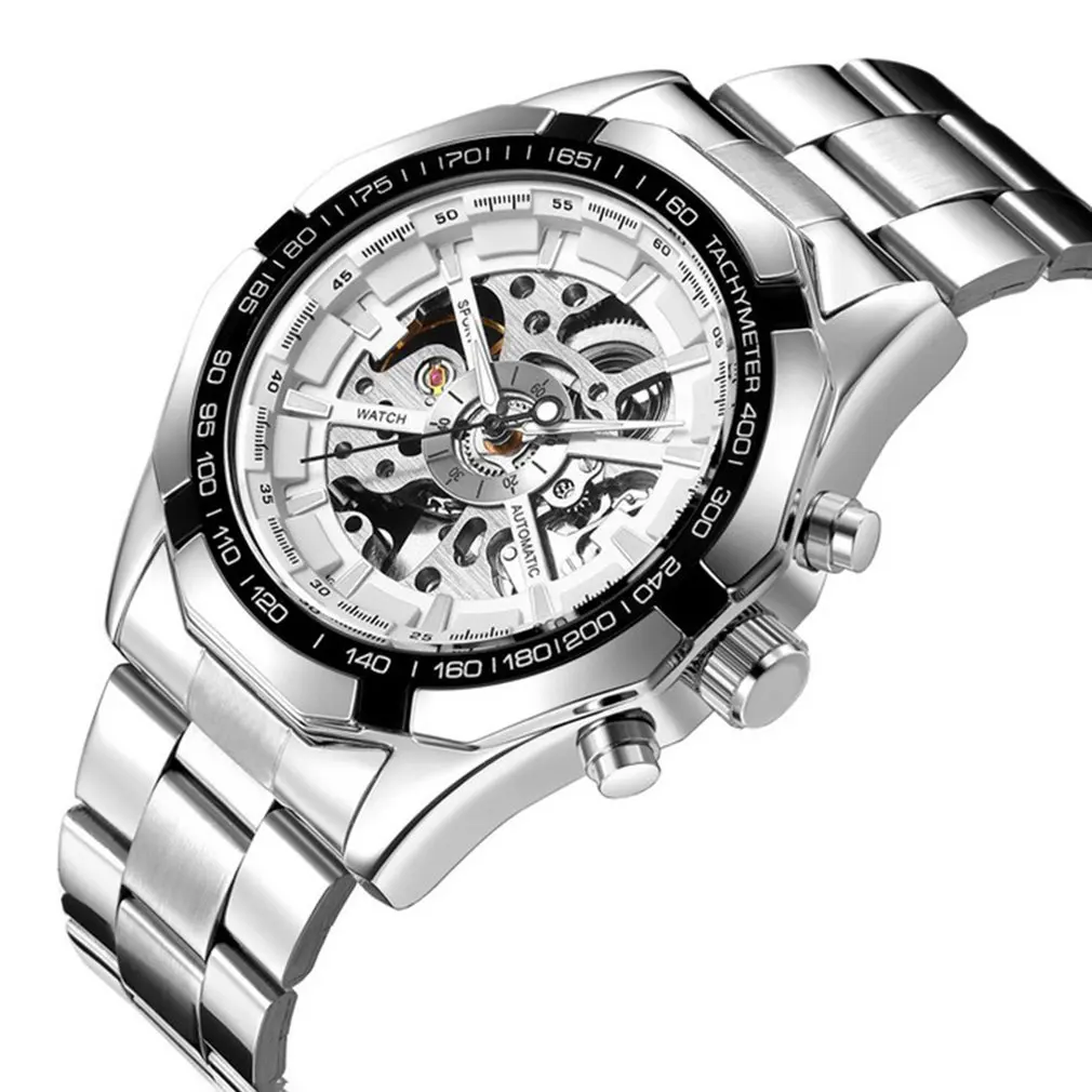 

Fully Hollow Men'S Automatic Mechanical Watch Steel Belt Fashion Personality Business Watch New