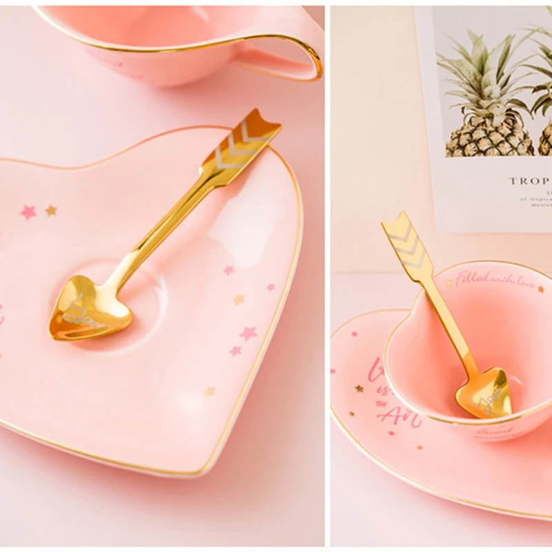 

Stainless Steel Coffee Dessert Spoon Ice Cream Yogurt Honey Spoon Tableware Creative Cupid Arrow Love Spoon