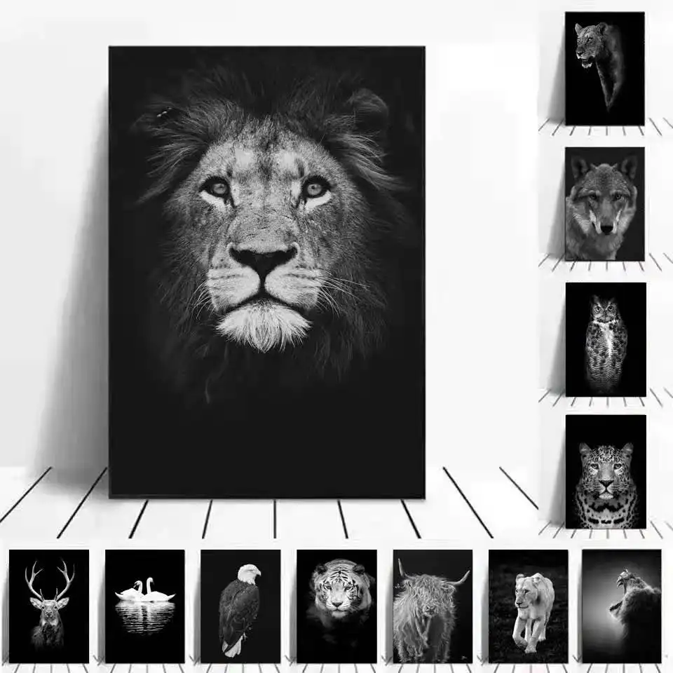 Animal Horse Elephant Lion Zebra Pattern Decorative Painting Living