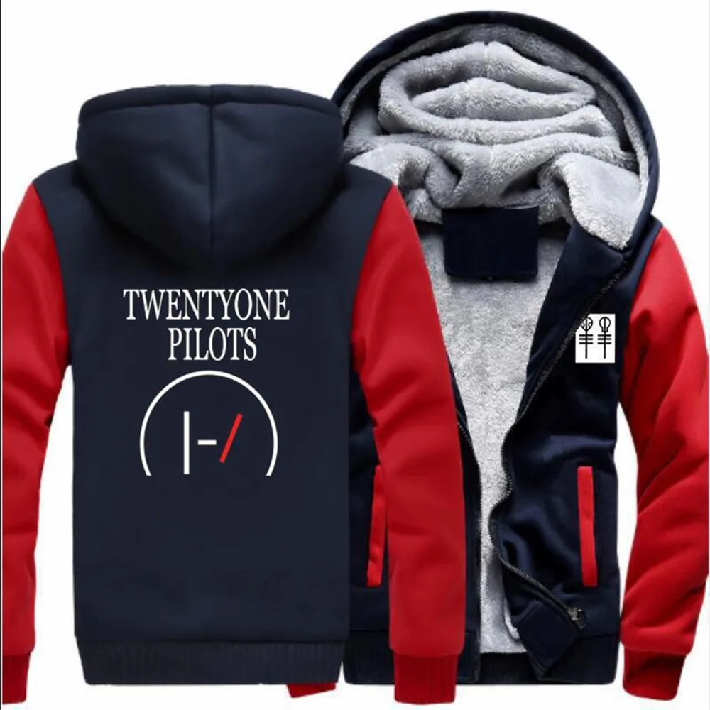 Новая мода Twenty One Pilots мужская толстовка с капюшоном на молнии уличная зимняя хлопковая плотная Удобная теплая куртка