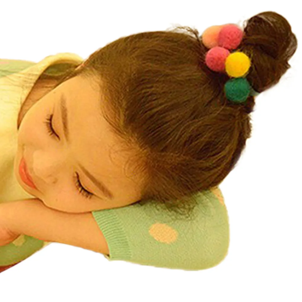 

TELOTUNY Kids Girl Baby Headbands Girls candy-colored Plush Ball Rubber Band Headwear Elastic Hair Band Hair Rope Well Fashion