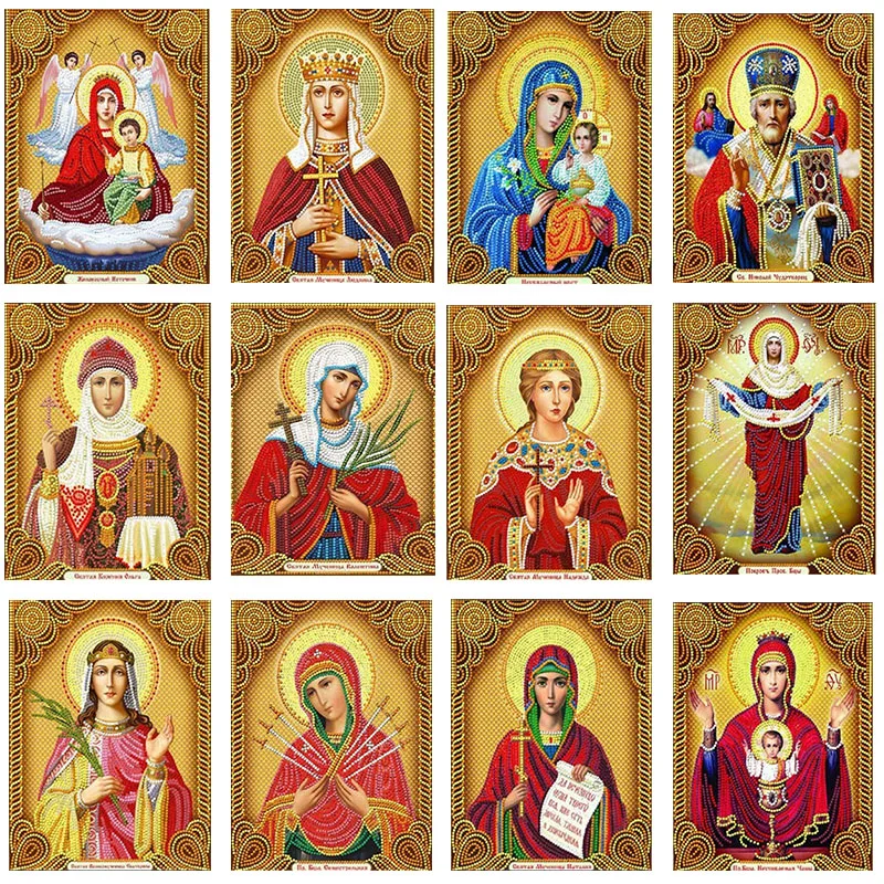 5d Diy Diamond Painting Crystal Orthodox Icon Figurine Decorative