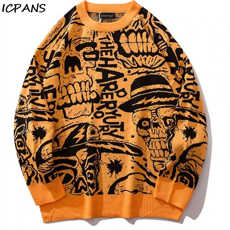 

ICPANS Hip Hop Sweaters Men Letter Print Women Mens Pullover Fashion O-neck Sweaters Knitted High Street 2019 Autumn Streetwear