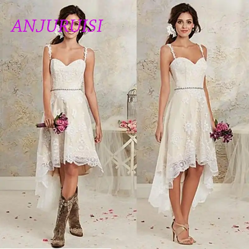 white lace high low dress