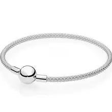 925 пробы, серебряный браслет, цепочка-змейка, базовая шаровая застежка, сетчатый Браслет, Браслет, подходит для женщин, бусина, шарм, сделай сам, модное ювелирное изделие