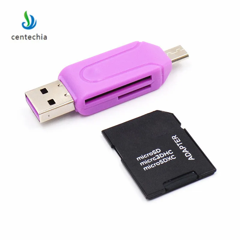 Случайный цвет 1 шт. 2 в 1 USB OTG адаптер Универсальный Micro USB устройство для чтения карт SD TF телефон удлинительные разъемы Micro USB OTG адаптер