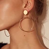 Boucles d'oreilles géométriques pour femmes, déclaration coréenne, goutte d'eau, bijoux Vintage, rond, asymétrique, or, à la mode, 2022 ► Photo 3/6