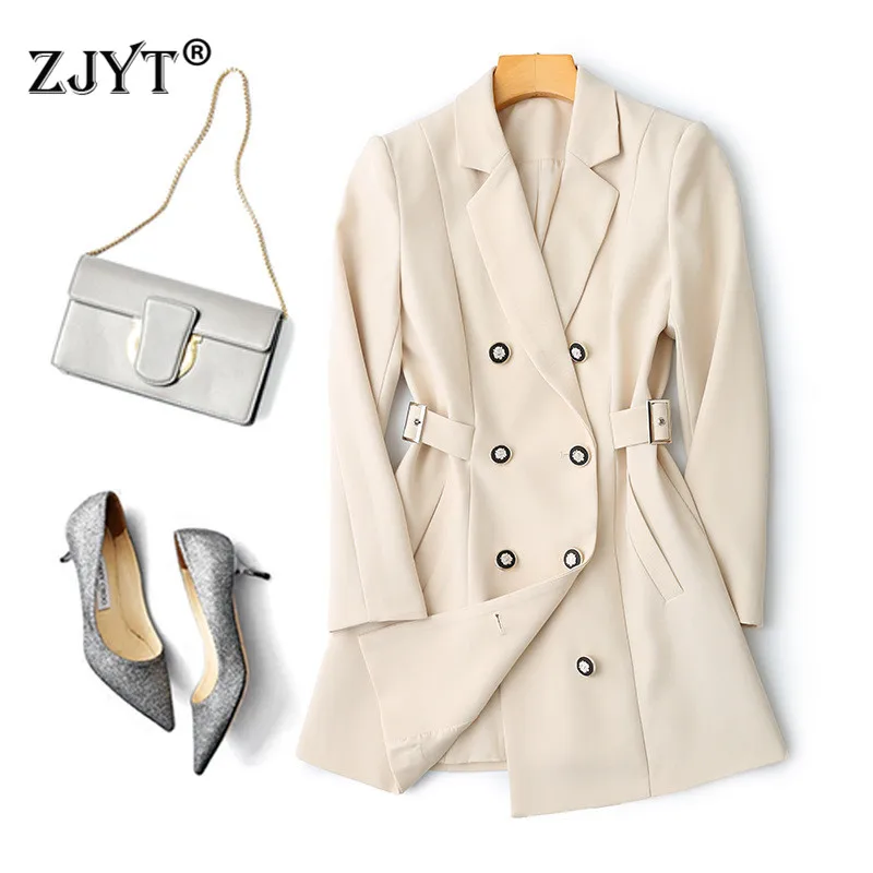 

High Quality Runway Designer Women Autumn Business Blazer Suit Office Lady Notched Double Breasted Blazers Female Jackets Coats