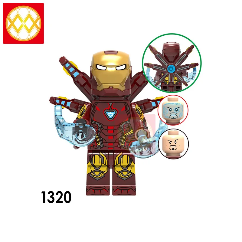 100 PCS/LOT X-men Santa Wolverine Deadpool Mutants Cable Killing Machine Spiderman Harley Quinn Building Blocks Kids Toys PG8180 - Color: XH1320-Ironman MK50