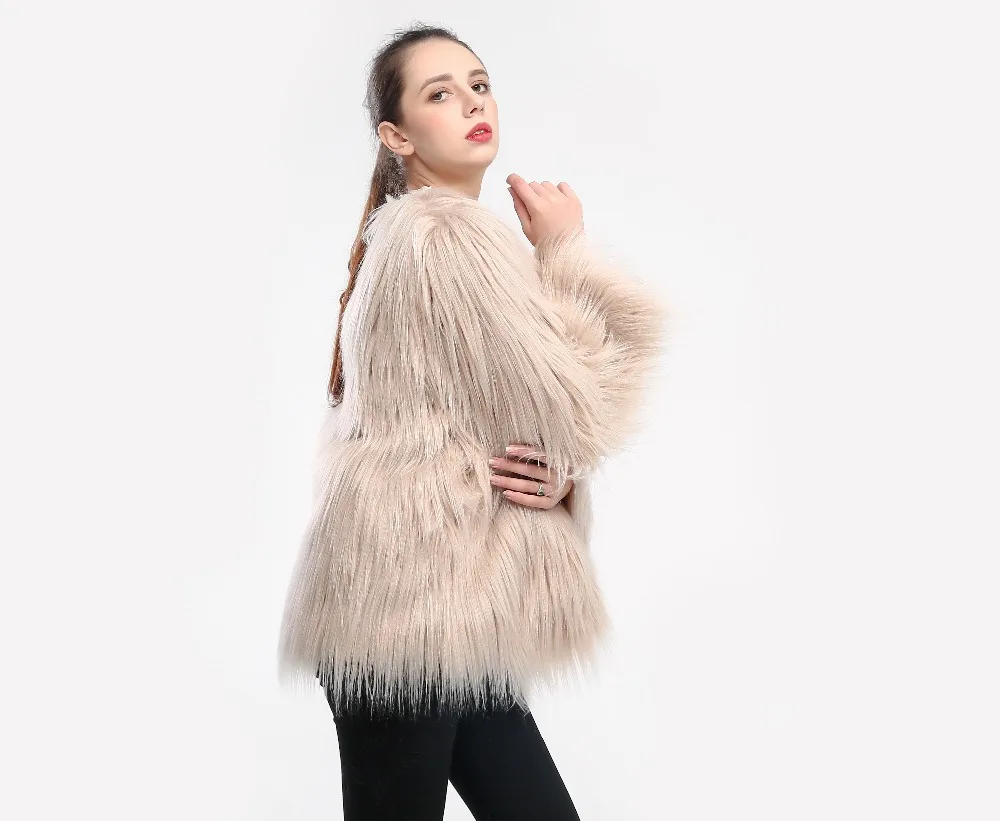 Женское пальто из искусственного меха, длинное пальто из овечьей шерсти, зимняя теплая верхняя одежда с длинным рукавом, пальто для женщин, большие размеры, куртка из искусственного меха