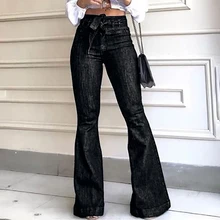 Женские джинсы с высокой талией, джинсовые расклешенные брюки, уличный стиль, синие обтягивающие сексуальные винтажные женские расклешенные брюки, расклешенные джинсы на осень