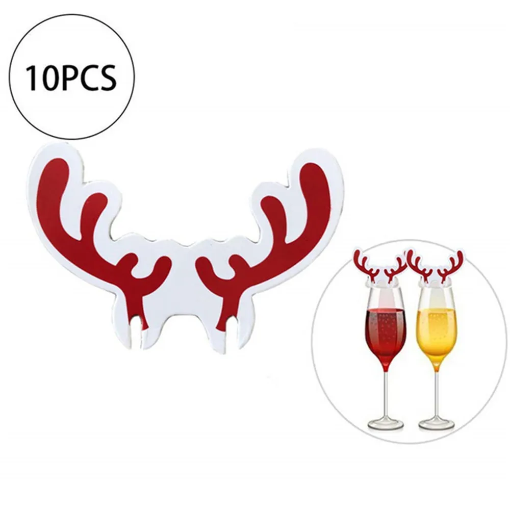 Red Antler 10PCS Новая мода 10 шт Рождественский стеклянный знак флаг рождественские вечерние ужин зубочистка флаг украшение еды рождественские украшения Горячая Распродажа - Цвет: Red Antler 10PCS