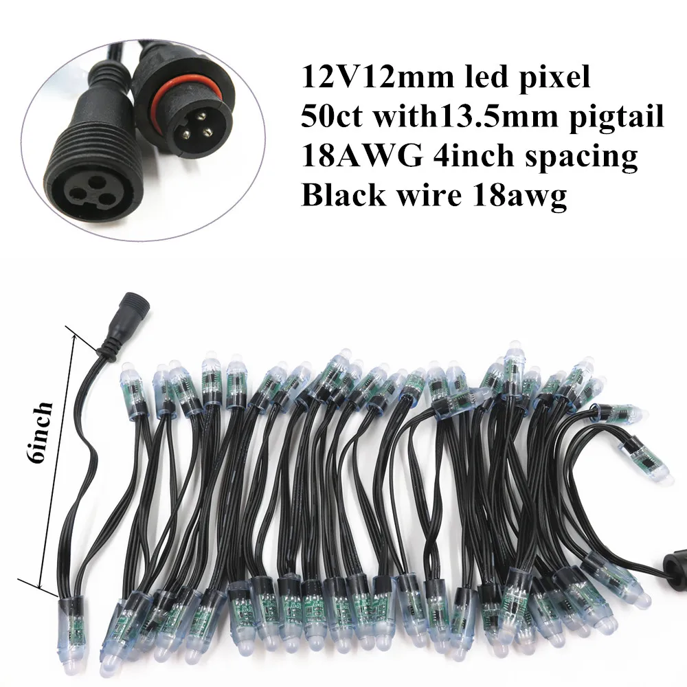 От двери до двери) без тарифа! 100ct DC12V WS2811 пулевые светодиодные пиксели с Ray wu 13,5 мм косички разъем