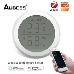 AUBESS – capteur de température et d'humidité ZigBee, avec écran LCD, fonctionne avec TuYa ZigBee Hub, batterie, Smart Life 