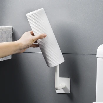 

2pcs Wall Mount Paper Towel Holder Adhesive No Drilling Tissue Paper Towel Roll Holder Kitchen Bathroom Toilet Papers Dispenser