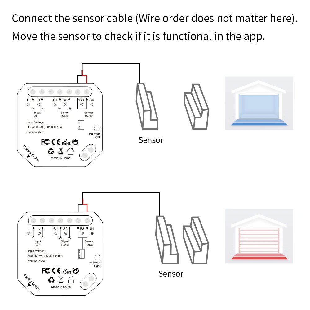 Garage Door Sensor Opener Controller Remote WiFi Switch Tuya Smart Life App Alert Works with Google Home Alexa Home Automation