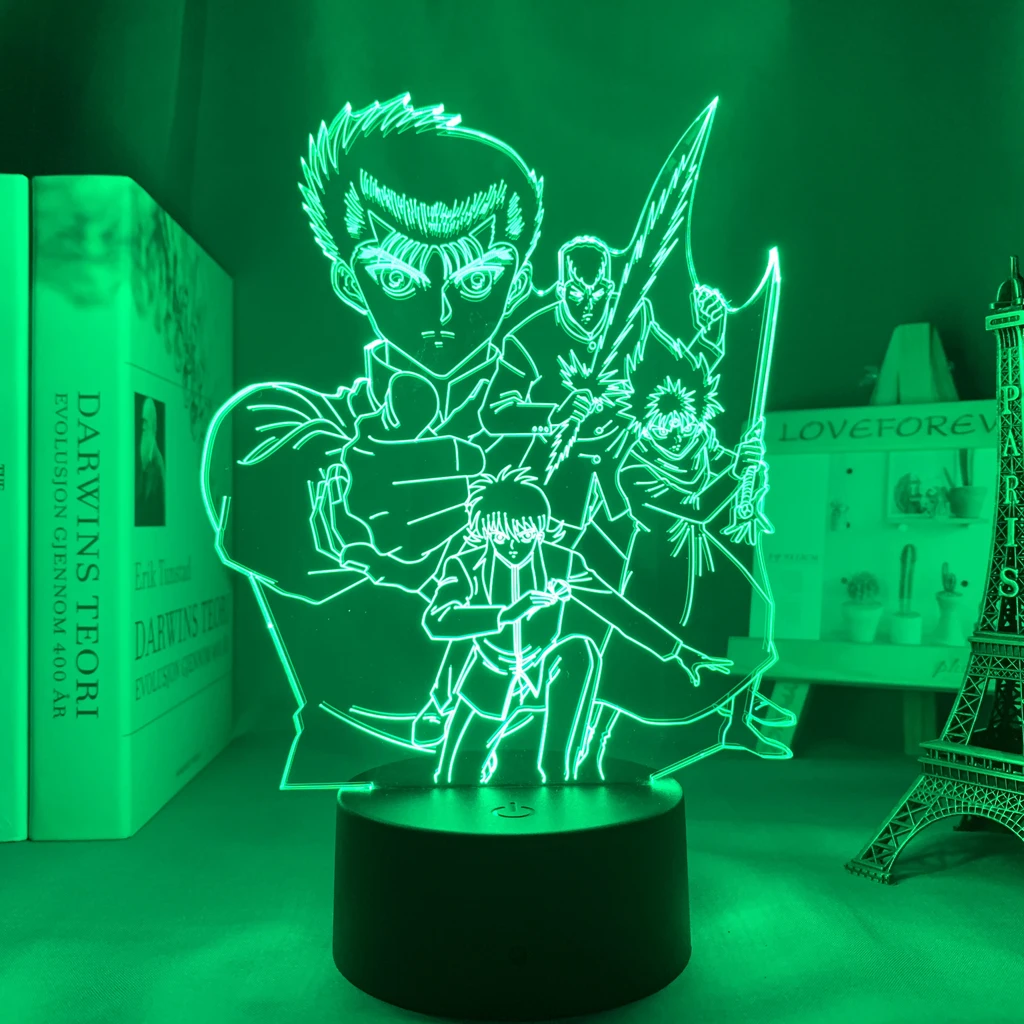 Hakusho para Decoração do Quarto Presente de Aniversário Luz da Noite Anime Manga Quarto 3d Lâmpada Hakusho Luz Led yu 2 Anime luz led yu yu hakusho para