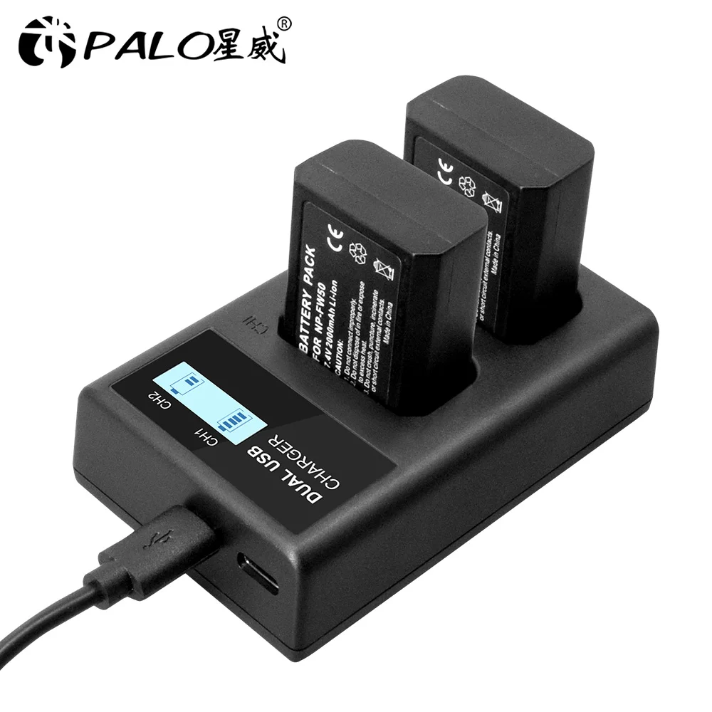LCD USB charger for Sony FW50 NP-FW50 battery NEX-3 NEX-5 NEX-6 SLT-A55 A33 A55 A37 A3000 a5000 A6000 Camera battery charger adapter led battery charger dual usb battery charger